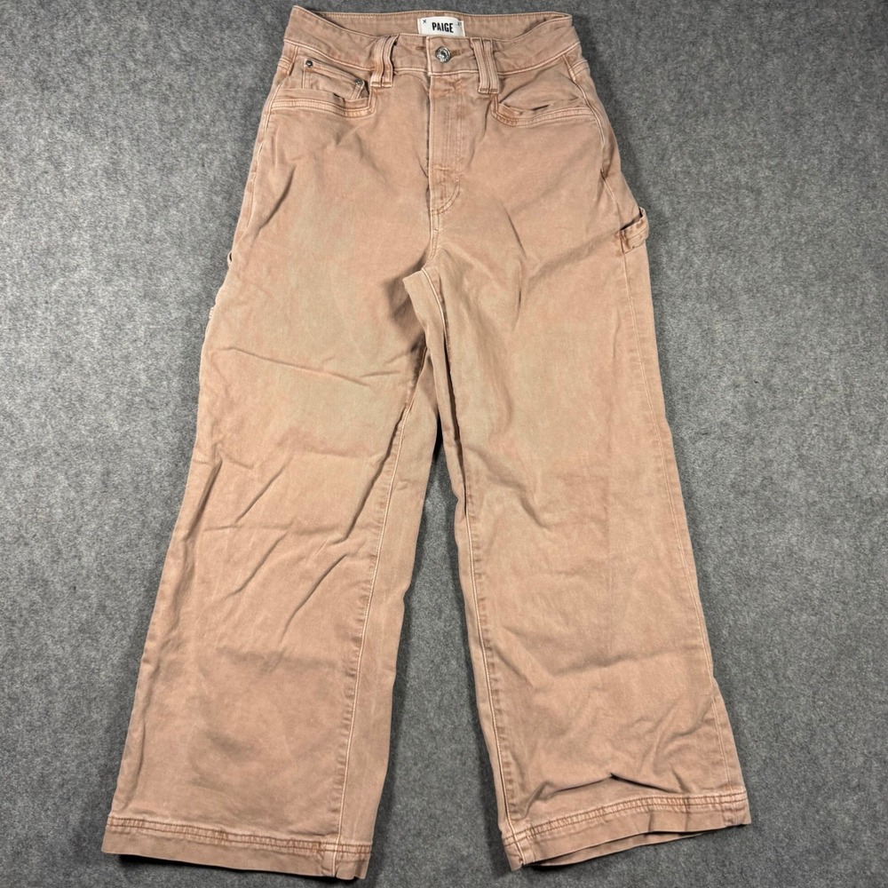 Paige Anessa High Rise Wide Leg‎ Carpenter Jeans Dusty Rose Pink 25x24 Utility